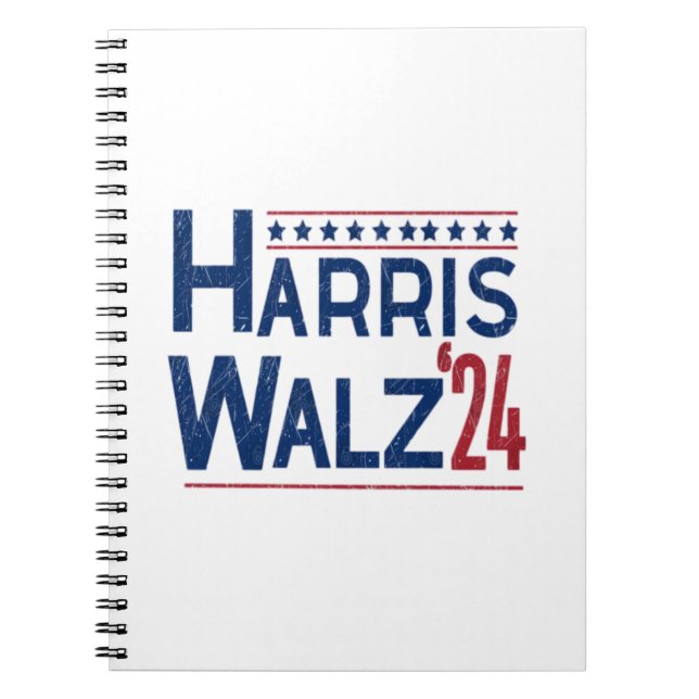 Harris and Walz 2024 Election Pairing  Notebook (Front)