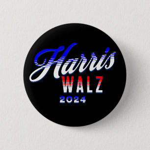 Harris and Walz Democrat POTUS 2024   6 Cm Round Badge