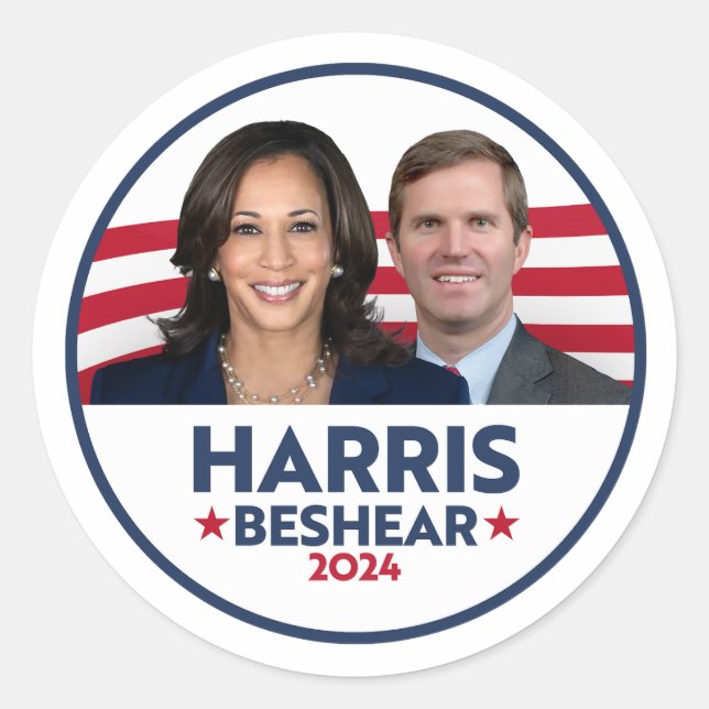 HARRIS BESHEAR 2024 CLASSIC ROUND STICKER (Front)