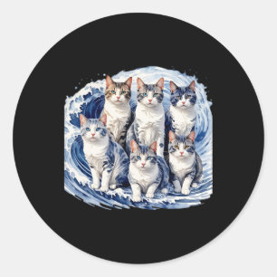 Harris Blue Cats Wave - Funny For Cat Owners Classic Round Sticker