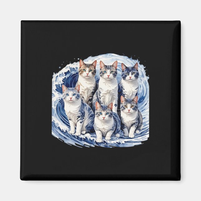 Harris Blue Cats Wave - Funny For Cat Owners  Magnet (Front)