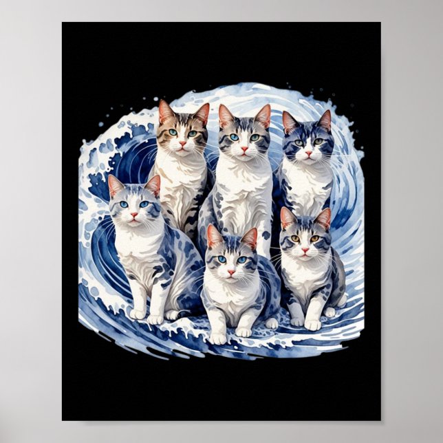 Harris Blue Cats Wave - Funny For Cat Owners  Poster (Front)