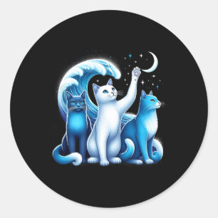 Harris Blue Cats Wave Kamala Funny For Cat Lovers Classic Round Sticker