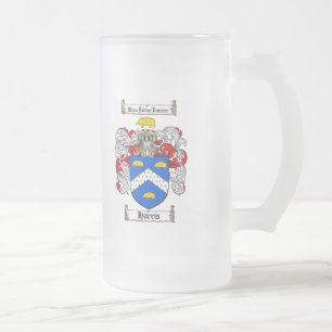 HARRIS FAMILY CREST -  HARRIS COAT OF ARMS FROSTED GLASS BEER MUG