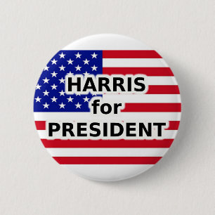 HARRIS for PRESIDENT - American Flag 6 Cm Round Badge