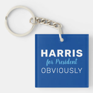 Harris For President Obviously 2024 Sign Key Ring