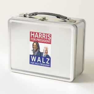 Harris For President Walz For Vice President Kamal Metal Lunch Box