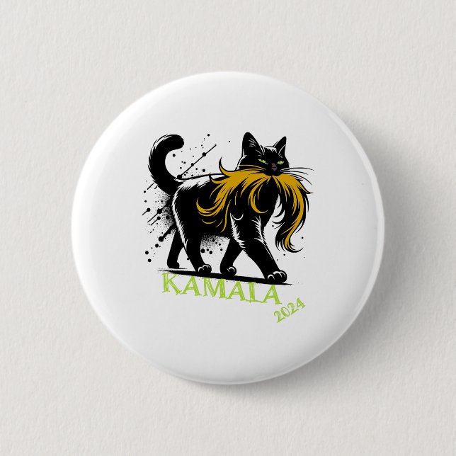 Harris Funny Retro Childless Cat Lady President 20 6 Cm Round Badge (Front)