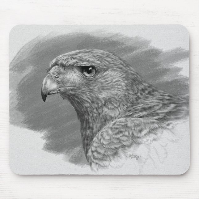 Harris Hawk Drawing Mouse Mat (Front)