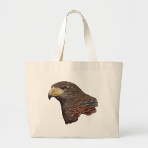 Harris Hawk Faux Embroidery Large Tote Bag