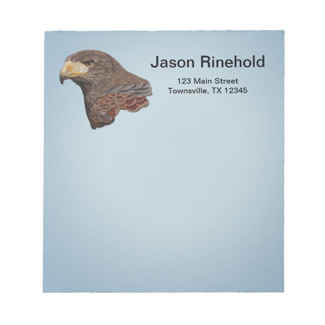 Harris Hawk Faux Embroidery Notepad (Front)