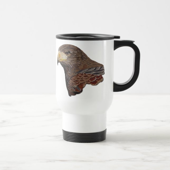 Harris Hawk Faux Embroidery Travel Mug (Right)