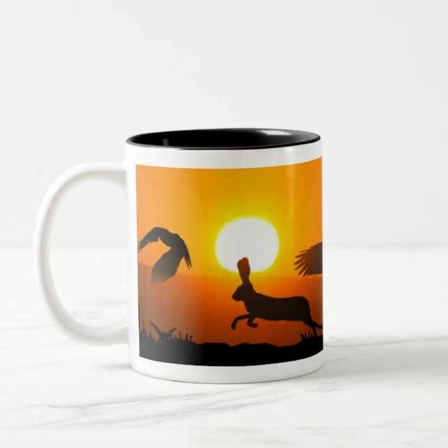 Harris Hawk hunting Two-Tone Coffee Mug (Left)
