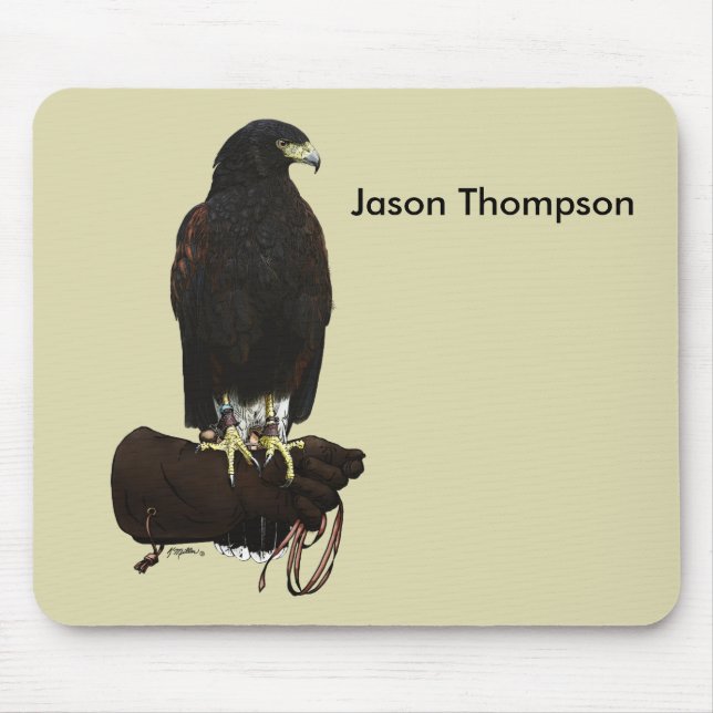 Harris Hawk on Glove Mouse Mat (Front)