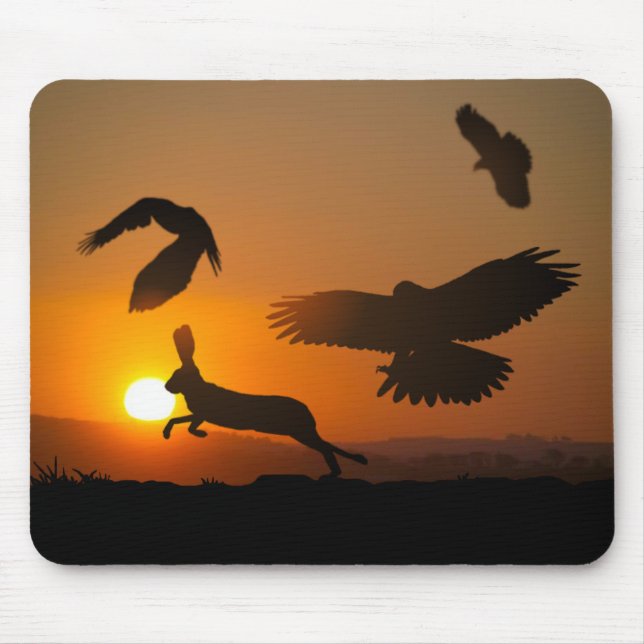 Harris Hawks Hunting Mouse Mat (Front)