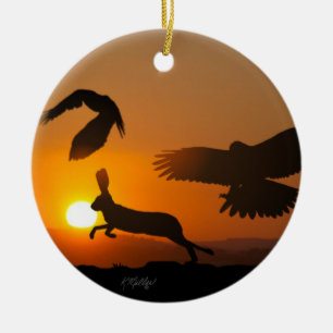 Harris Hawks Hunting Ornament