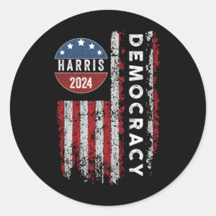 Harris- Kamala 2024 Us Flag Democratic President  Classic Round Sticker