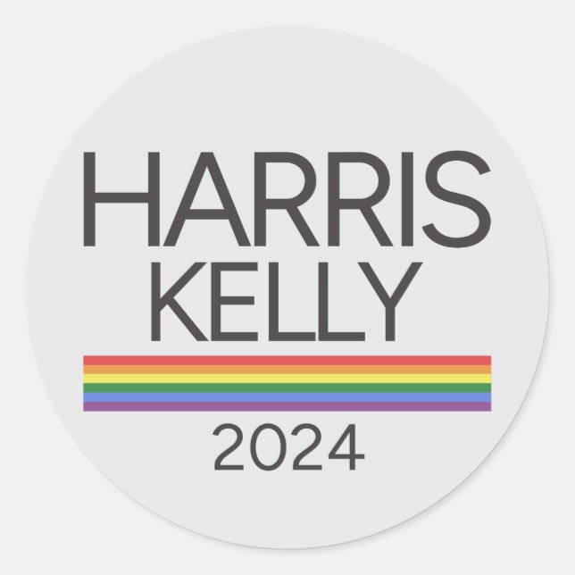 Harris Kelly 2024 LGBTQ Rainbow Pride Flag Classic Round Sticker (Front)