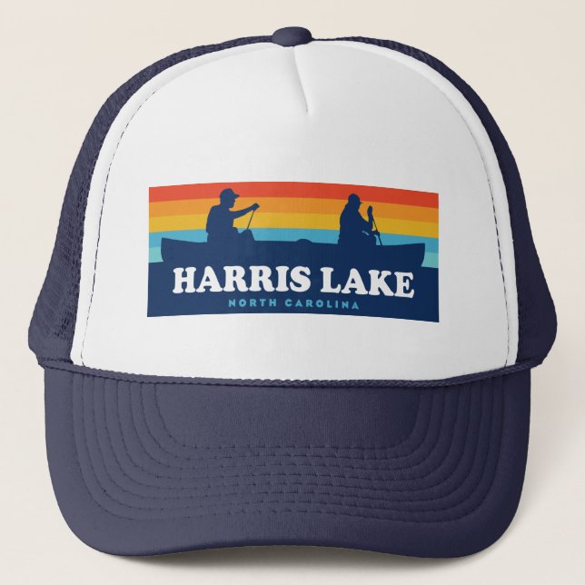 Harris Lake North Carolina Canoe Trucker Hat (Front)