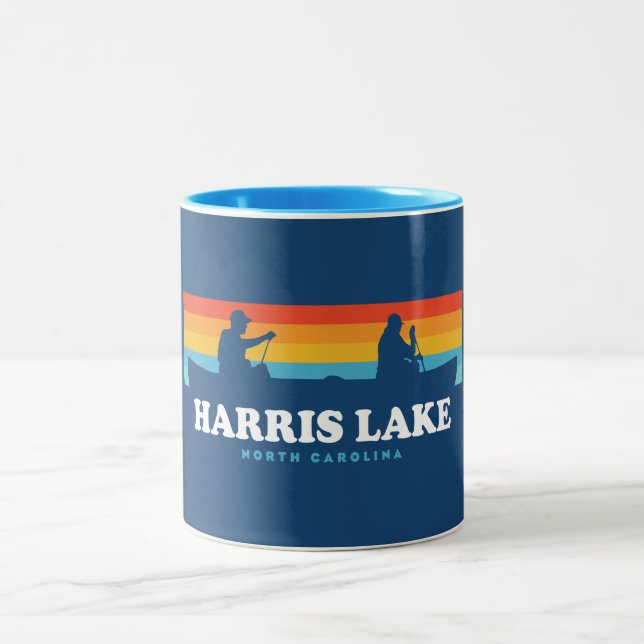 Harris Lake North Carolina Canoe Two-Tone Coffee Mug (Center)