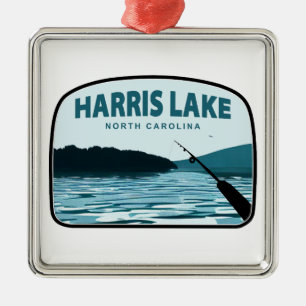 Harris Lake North Carolina Fishing Rod Metal Tree Decoration