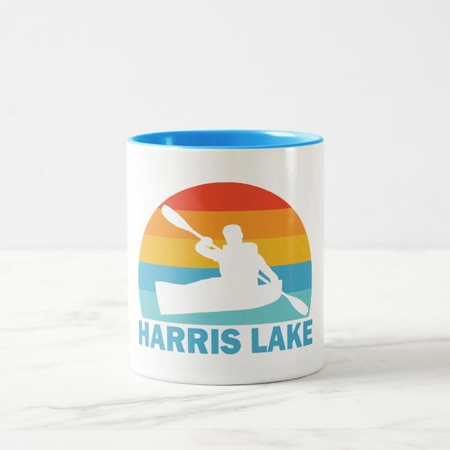 Harris Lake North Carolina Kayak Two-Tone Coffee Mug (Center)