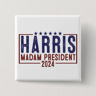 Harris Madam President 2024 15 Cm Square Badge