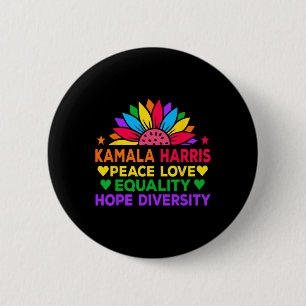 Harris Peace Love Equality Hope Diversity 6 Cm Round Badge