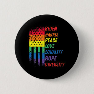 Harris Rainbow American Flag Novelty Tee Inaugurat 6 Cm Round Badge
