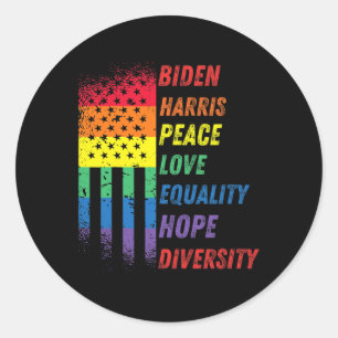 Harris Rainbow American Flag Novelty Tee Inaugurat Classic Round Sticker