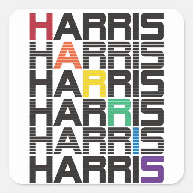 HARRIS rainbow text stacks Square Sticker (Front)