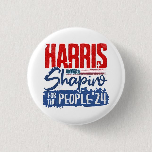 Harris Shapiro 2024 For the People US Flag 3 Cm Round Badge (Front)