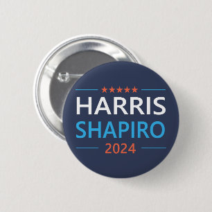 Harris Shapiro 2024 Kamala Harris Democrat 6 Cm Round Badge
