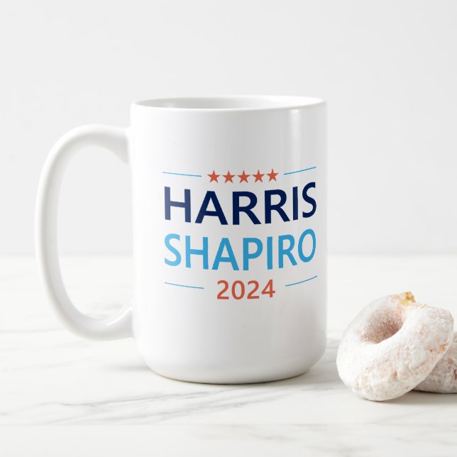 Harris Shapiro 2024 Kamala Harris Democrat Coffee Mug (With Donut)