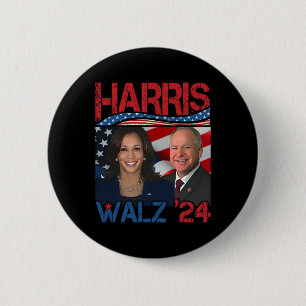 Harris Tim Walz Waltz 3  6 Cm Round Badge