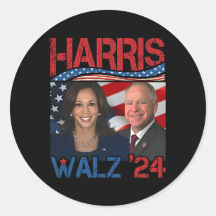 Harris Tim Walz Waltz 3 Classic Round Sticker