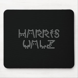 Harris Tim Walz Waltz Cat Letter Font Design 2024 Mouse Mat
