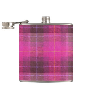 Harris Tweed Pink Plaid Pattern Hip Flask