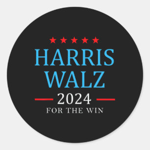 Harris W 2024 For The Win Kamala Campaign  Classic Round Sticker