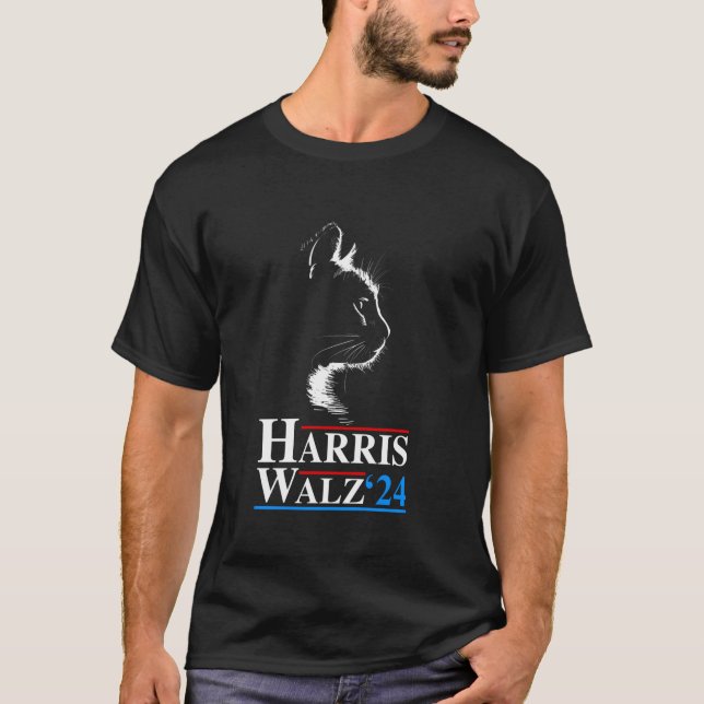 Harris Waltz 2024 Election Funny Cat Kamala Harris T-Shirt (Front)