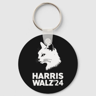 Harris Waltz 2024 Election Funny Cat Kamala Tim  Key Ring