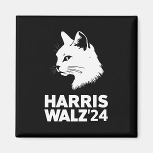 Harris Waltz 2024 Election Funny Cat Kamala Tim  Magnet