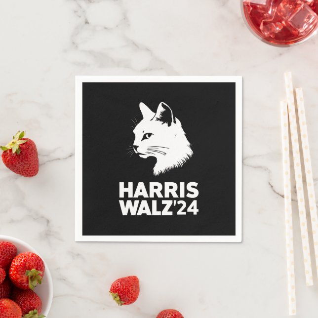 Harris Waltz 2024 Election Funny Cat Kamala Tim  Napkin (Insitu)