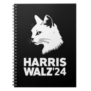 Harris Waltz 2024 Election Funny Cat Kamala Tim  Notebook