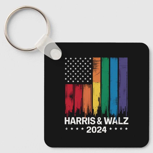 Harris Waltz 2024 Election Gay Tim Waltz LGBTQ Key Ring (Front)