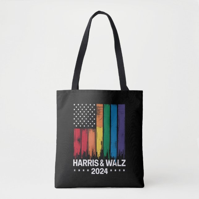 Harris Waltz 2024 Election Gay Tim Waltz LGBTQ Tote Bag (Front)