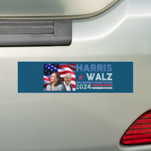 Harris Waltz 2024 Election Kamala Harris Navy Blue Bumper Sticker