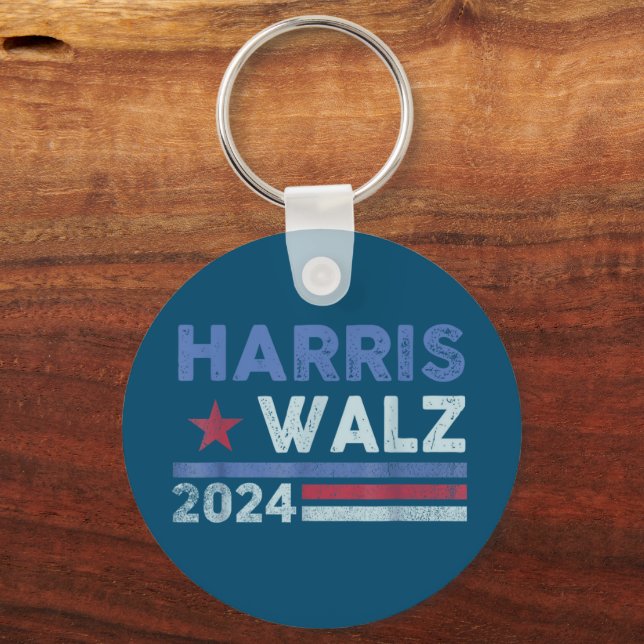 Harris Waltz 2024 Election Kamala Harris Navy Blue Key Ring (Front)
