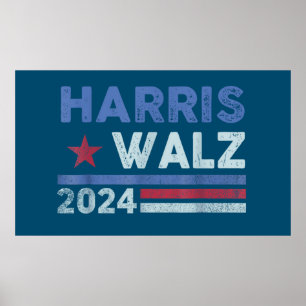 Harris Waltz 2024 Election Kamala Harris Navy Blue Poster