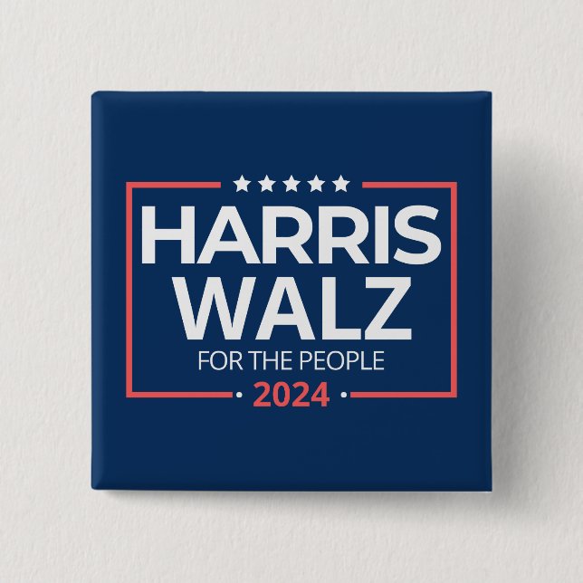 Harris Waltz 2024 Election Kamala Harris Tim Waltz 15 Cm Square Badge (Front)